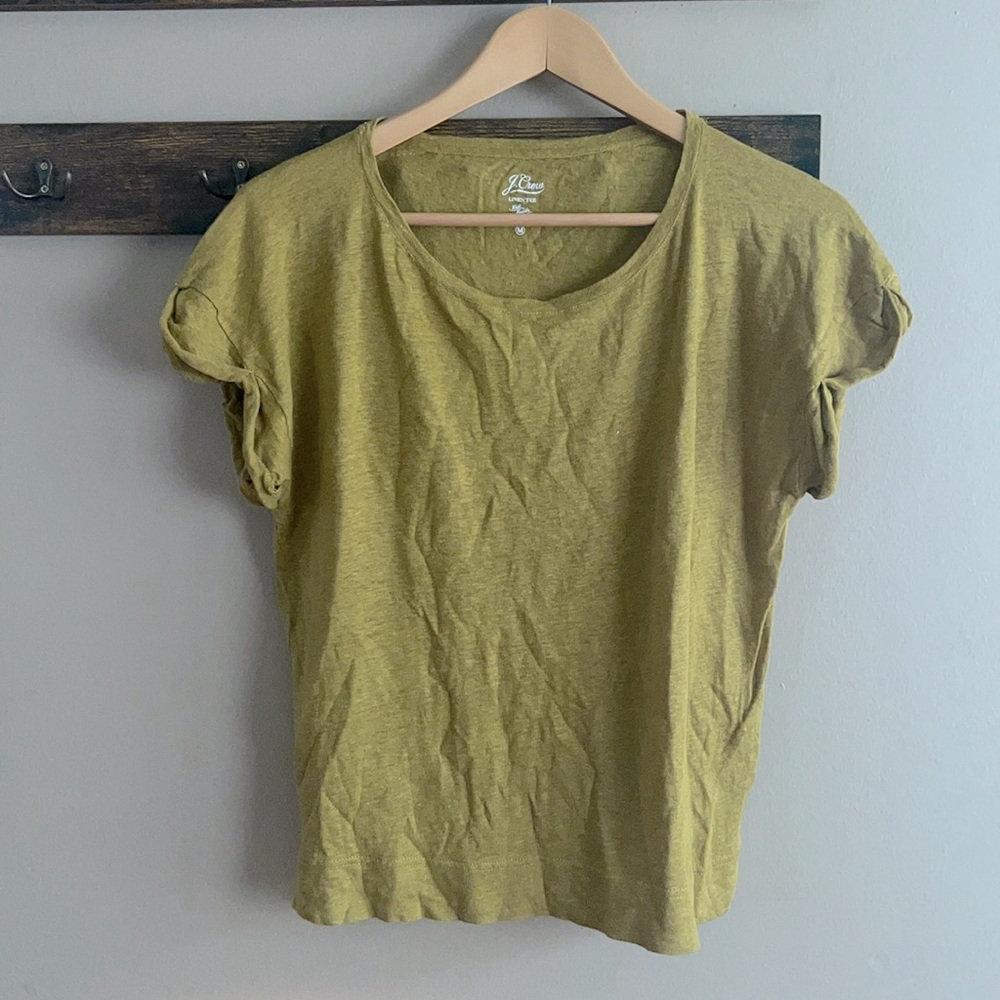 EUC J.Crew Linen Rolled Sleeved T-shirt